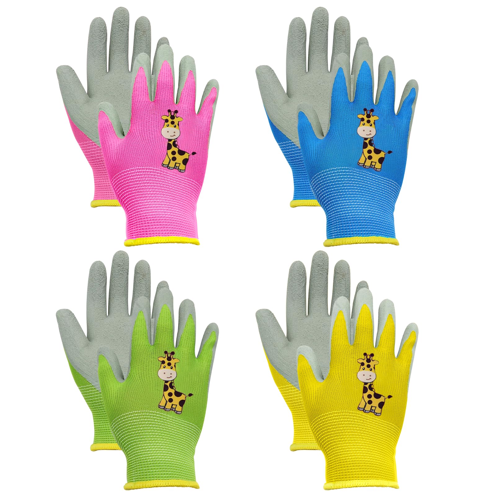 BORISCA 4 Paar Gartenhandschuhe Kinder, Arbeitshandschuhe Ki