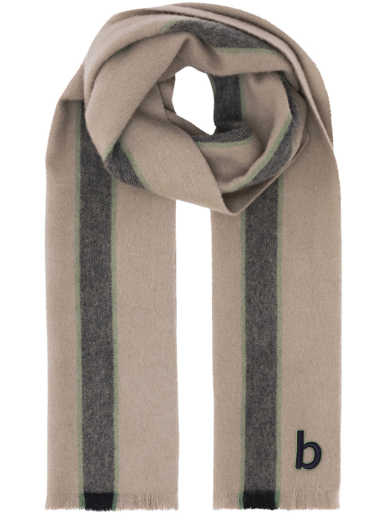 bugatti Bufanda de lana para hombre, 100% lana virgen, rayas y parches, 25 x 160 cm
