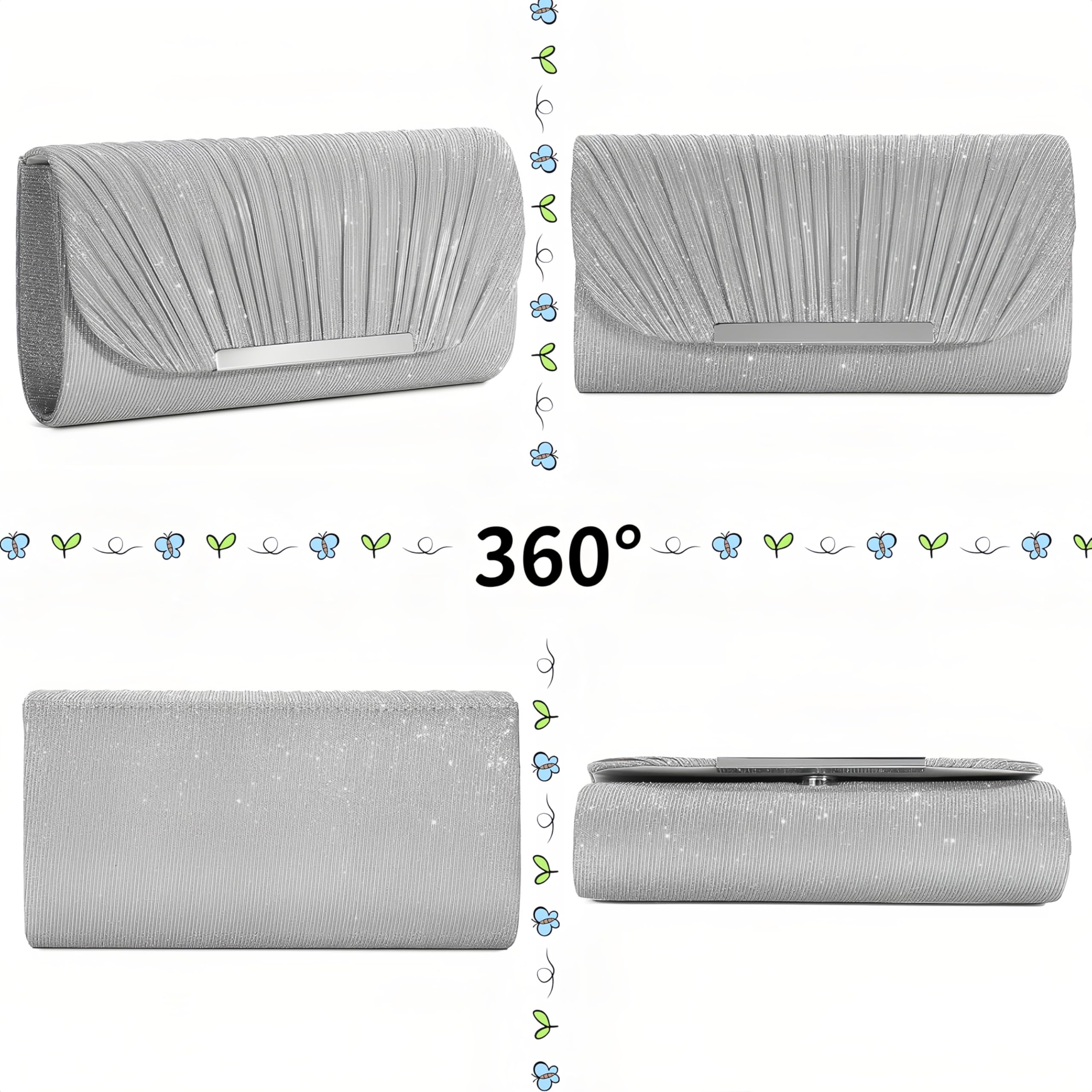 Aryan Damen Clutches, Clutch, elegante Abendhandtaschen für Frauen mit abnehmbarer Kette, Pailletten-Tasche für Hochzeit, Braut, Abschlussball, Party