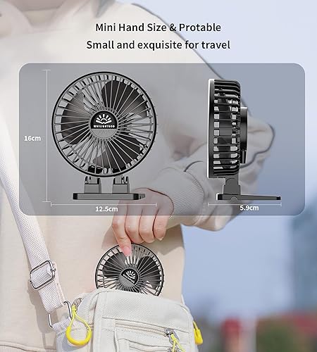 Miniatura 6 de Paquete de 2 ventiladores de escritorio, ventilador USB para escritorio, mini rotación de 3 velocidades de viento fuerte, ventilador de enfriamiento