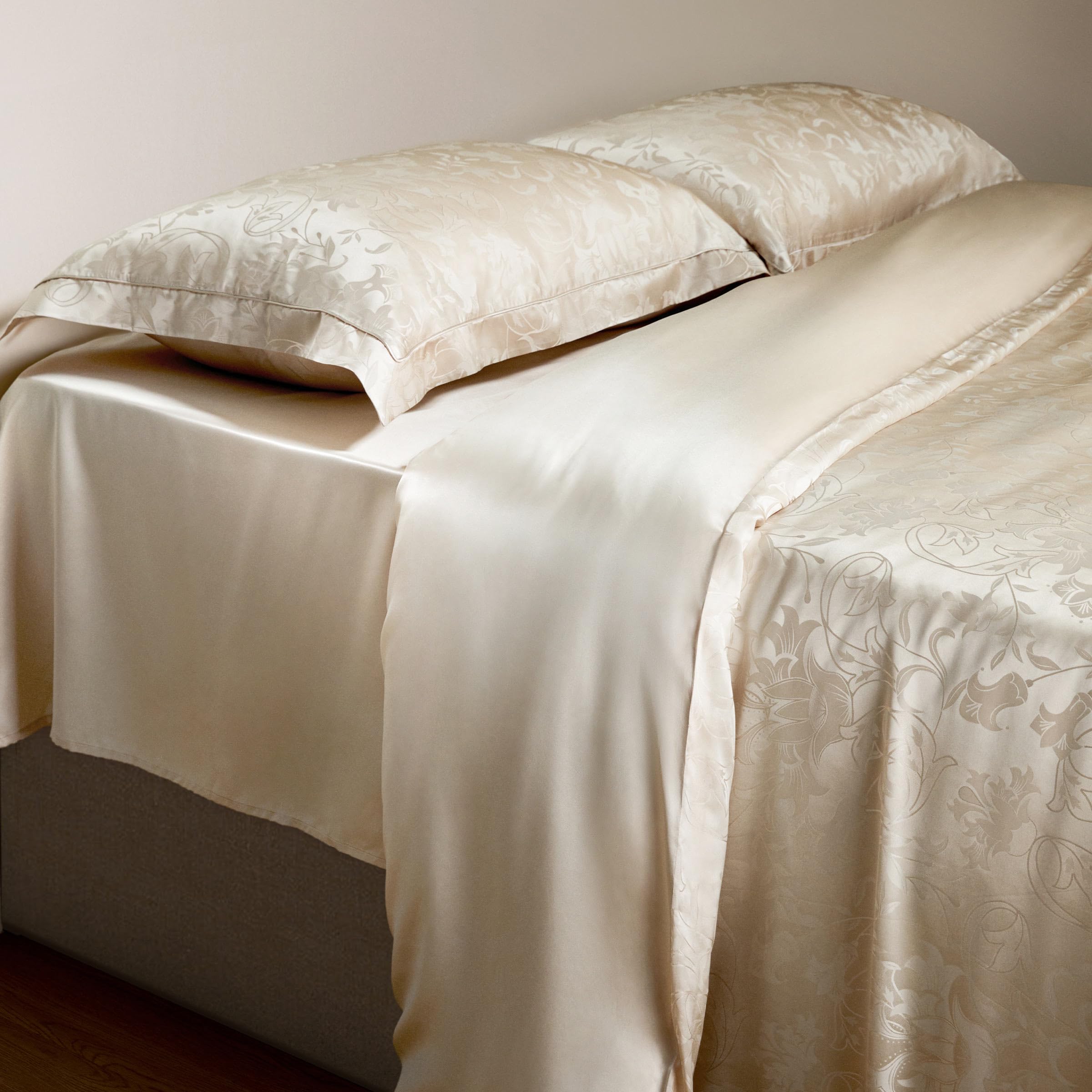 LILYSILK Mulberry Silk Flat Sheet 100% Silk Silk Bed Sheet Silk Sheet Gravel Gold, King Size