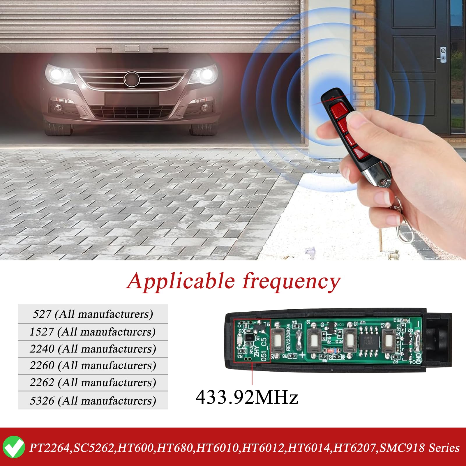 3 pezzi telecomando garage universale 433 MHz clonatore, lunga distanza 30 m 4 canali 4 pulsanti, duplicatore telecomando per porte garage portellone auto wireless