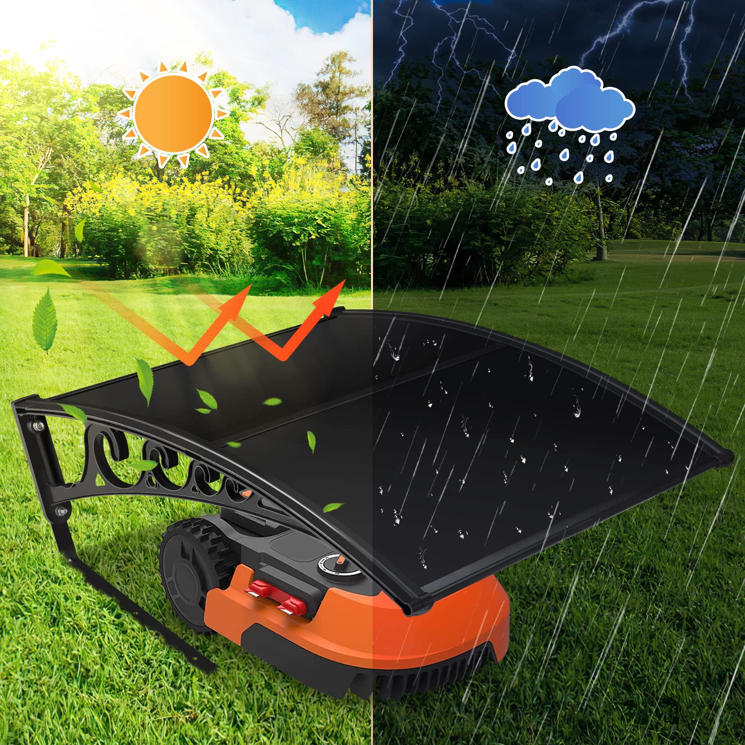 Abri pour robot tondeuse, 106 x 87 x 50 cm, protection contre la pluie, la grêle et les rayons UV, couleur noir