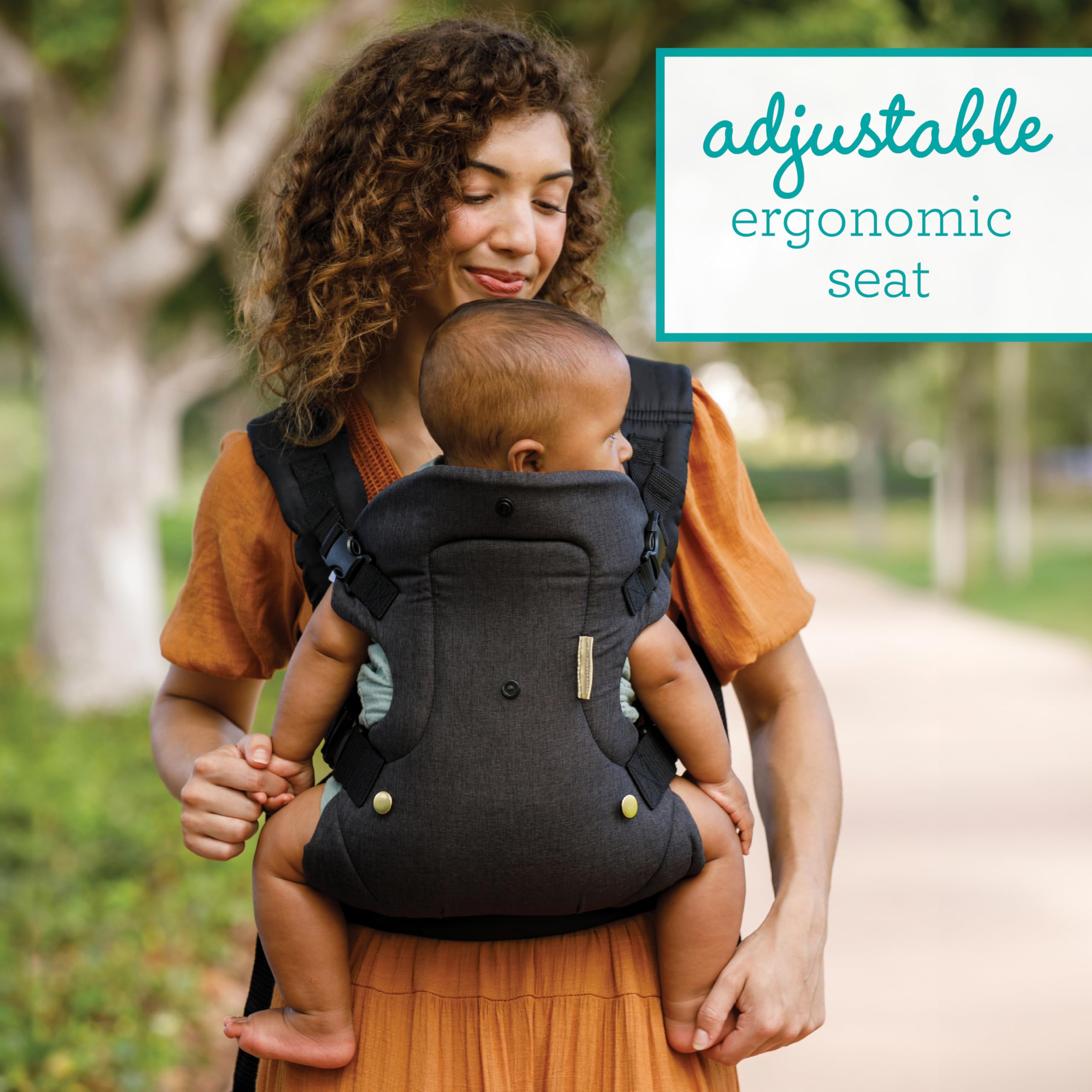 Infantino Flip Advanced 4-w-1 Nosidełko, Ergonomiczne, Rozkładane, do Noszenia Twarzą w Twarz i Twarzą na Zewnątrz dla Noworodków i Starszych Dzieci 3,6-14,5 kg, Czarny i Złoty