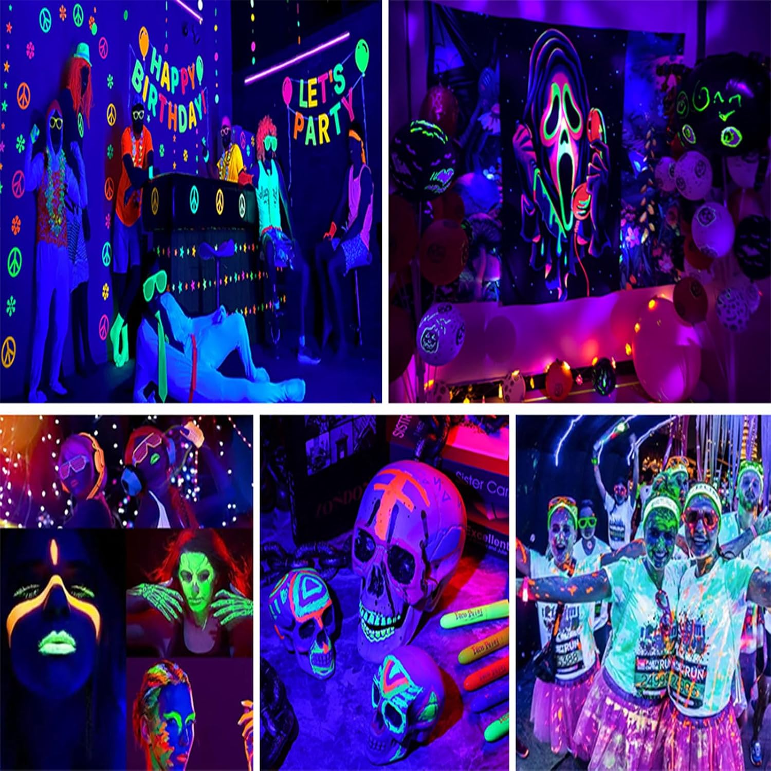 2 in 1 Disco Black Light Glow Party Lights,10W UV Disco Ball Light with Sound Activated Strobe Light Halloween Dj Party Lights Indoor for Halloween Christmas Birthday Party Dancing Decoration, 2 Pack