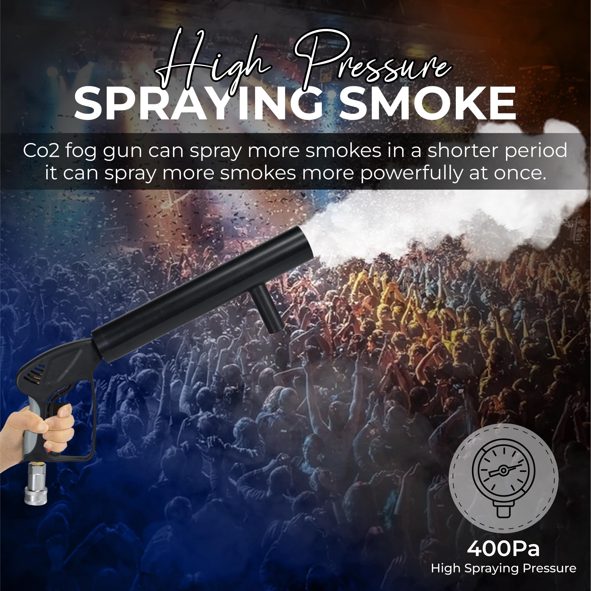 Pistola per feste a CO2 con portata di 6 m | Cavo 3m + tubo uscita No-Frost | Cannone/pistola CO2 DJ di alta qualità | Adatto per il palco del DJ Club | Macchina a getto (pistola a CO2)