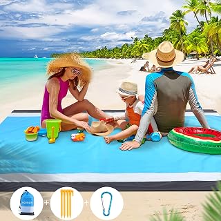 Beach Blanket Sand Free Waterproof Beach Mat Outdoor Pocket Picnic Blanket Lightweight Portable Picnic Blankets Fast Drying Sand Proof Mat for Travel, Camping, Hiking