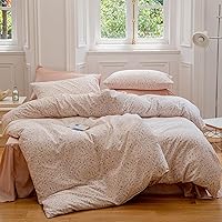 Vista 1 de EAVD Funda de edredón reversible con diseño floral botánico rosa, tamaño individual, suave, 100% algodón, juego de ropa de cama floral rosa