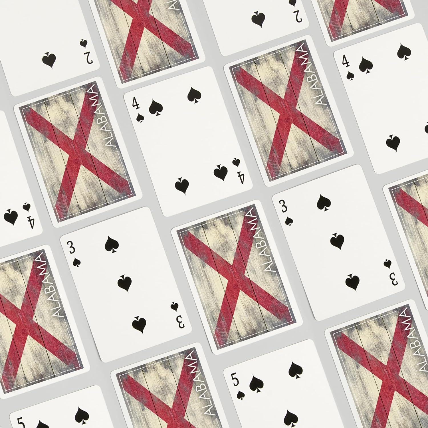 Lantern Press Alabama, Rustic State Flag, 52 Playing Cards for Adults, Poker Size Card Deck