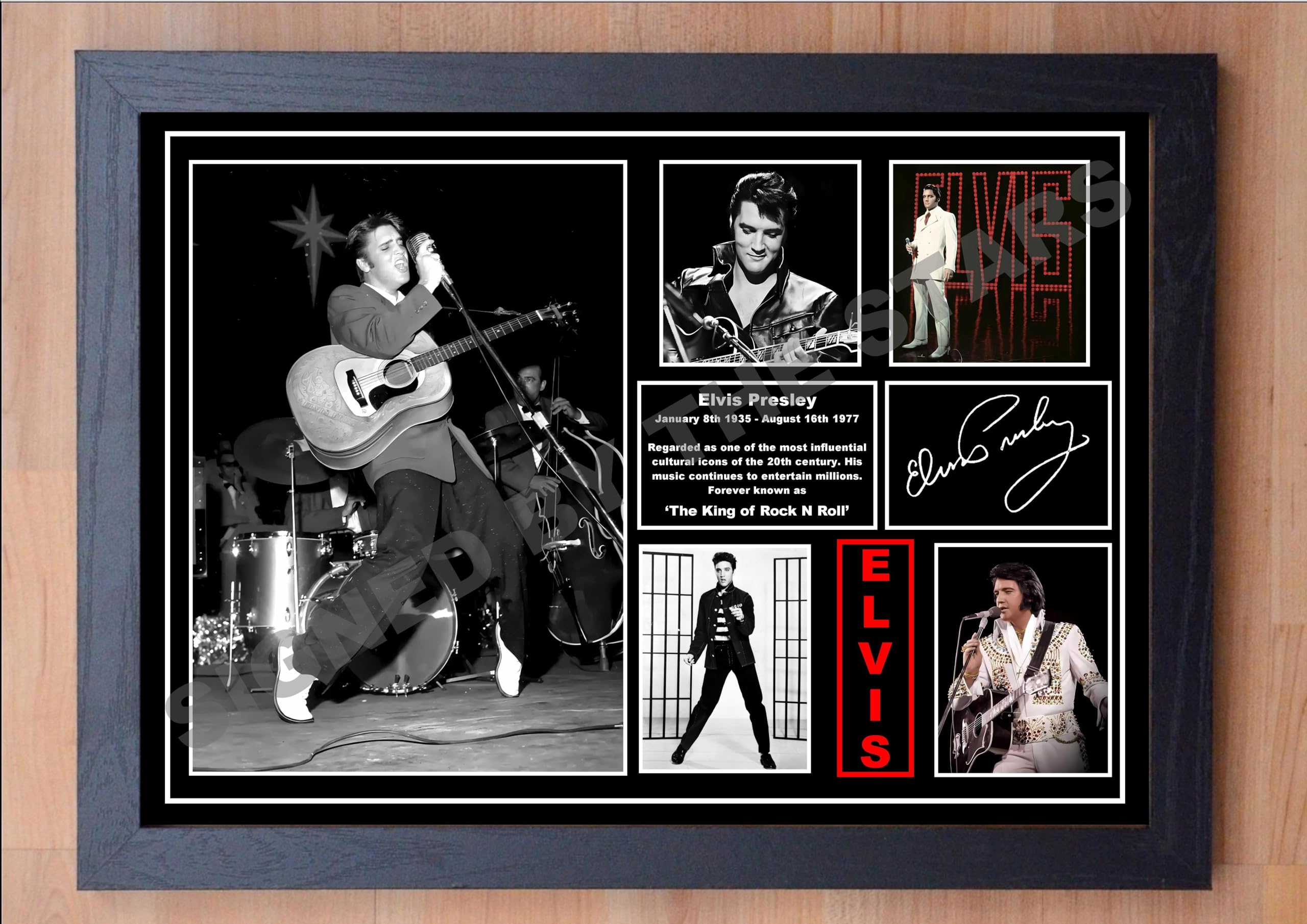 Stunning Quality Elvis Presley Tribute Signed/Autographed Print. (A4 FRAMED 33CM X 24CM)