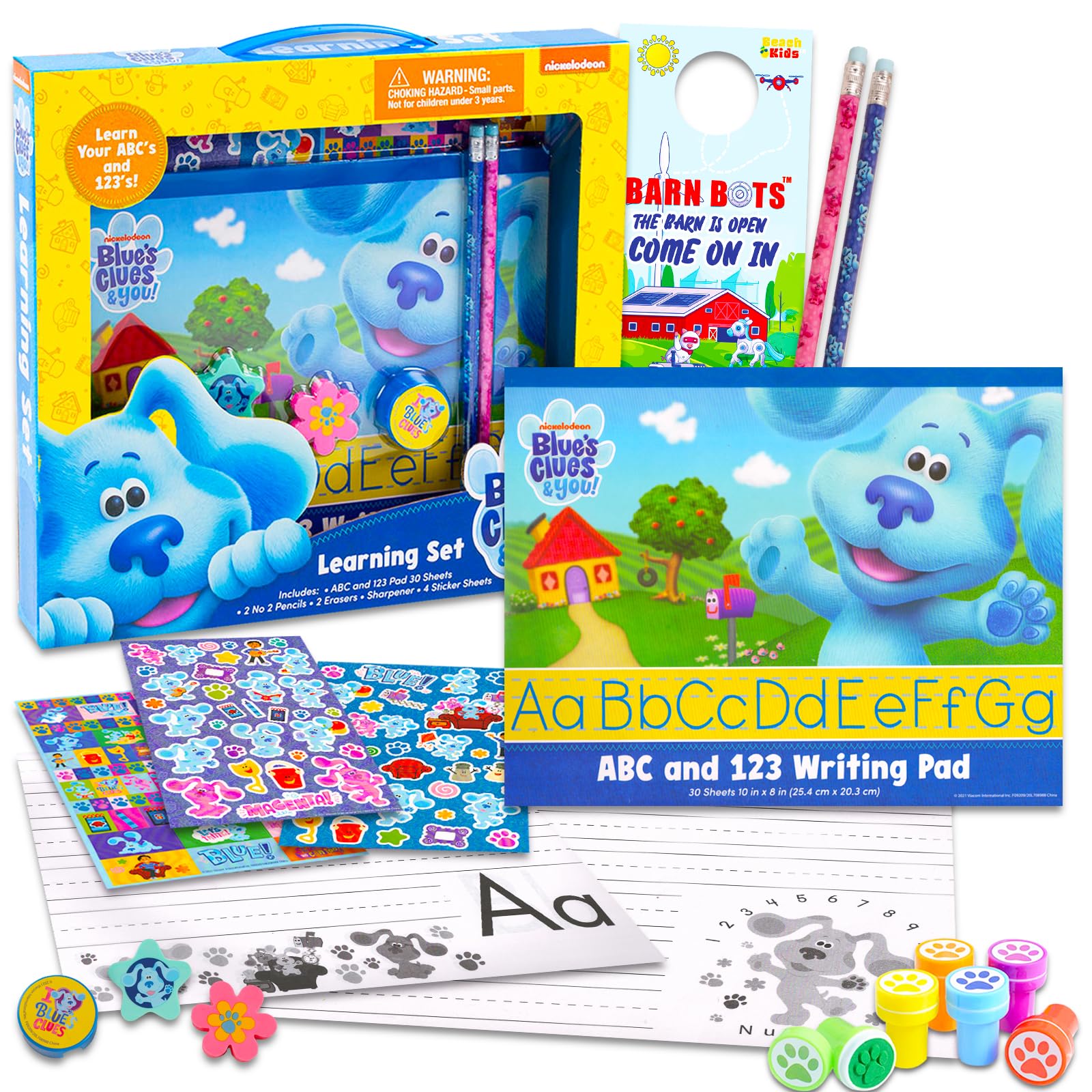 Nick Shop Blue's Clues Art Set Blue's Clues Activity Bundle - 12 Pc Blue's Clues Art Case with Blue's Clues Stickers, Blue's Clues Writing Pad, Paw Print Stamps, and More