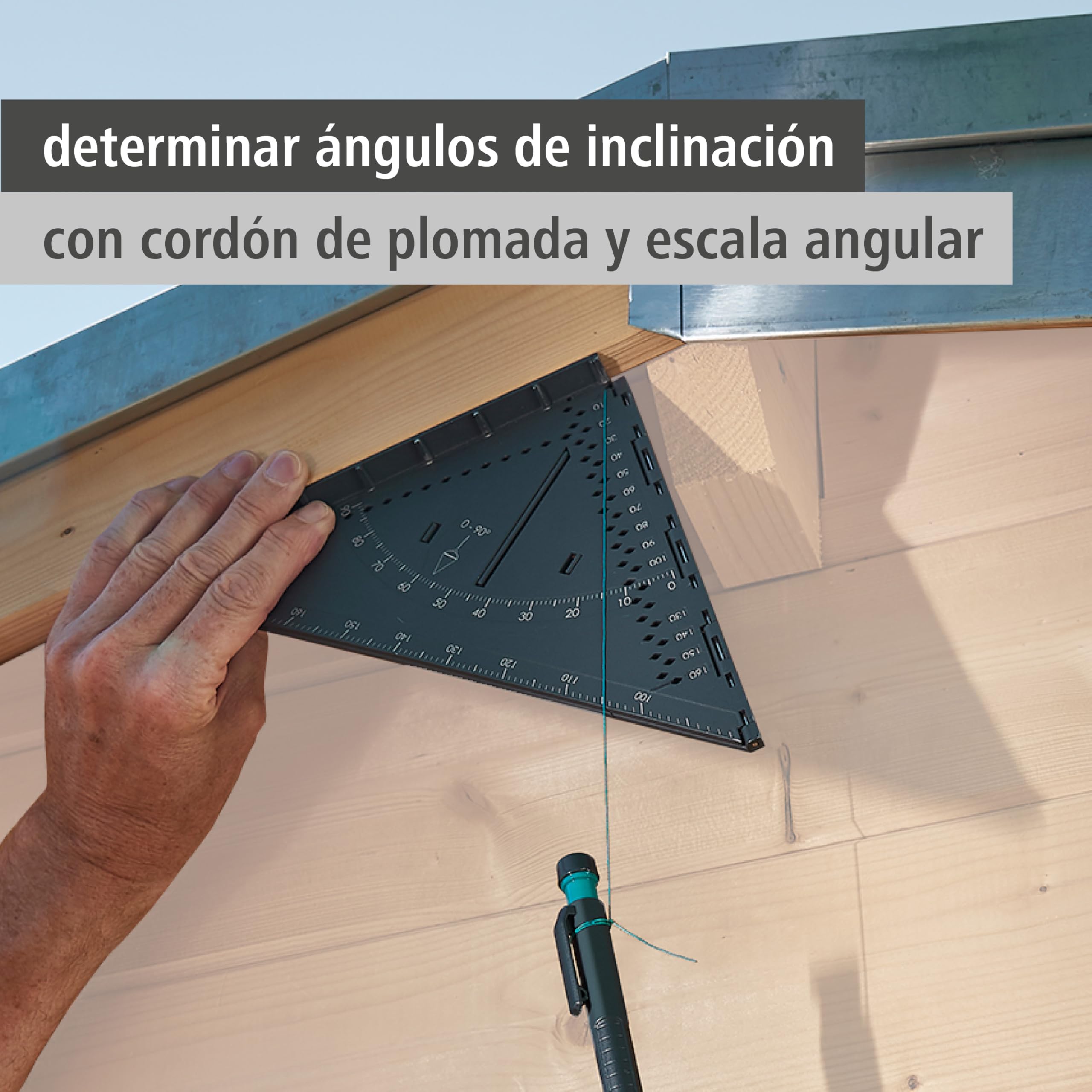 wolfcraft escuadra de medición y marcado VARIO 3D PRO I 5219000 I Herramienta de medición plegable con plomada incluido I Perfecto para medir piezas superficies y piezas tridimensionales