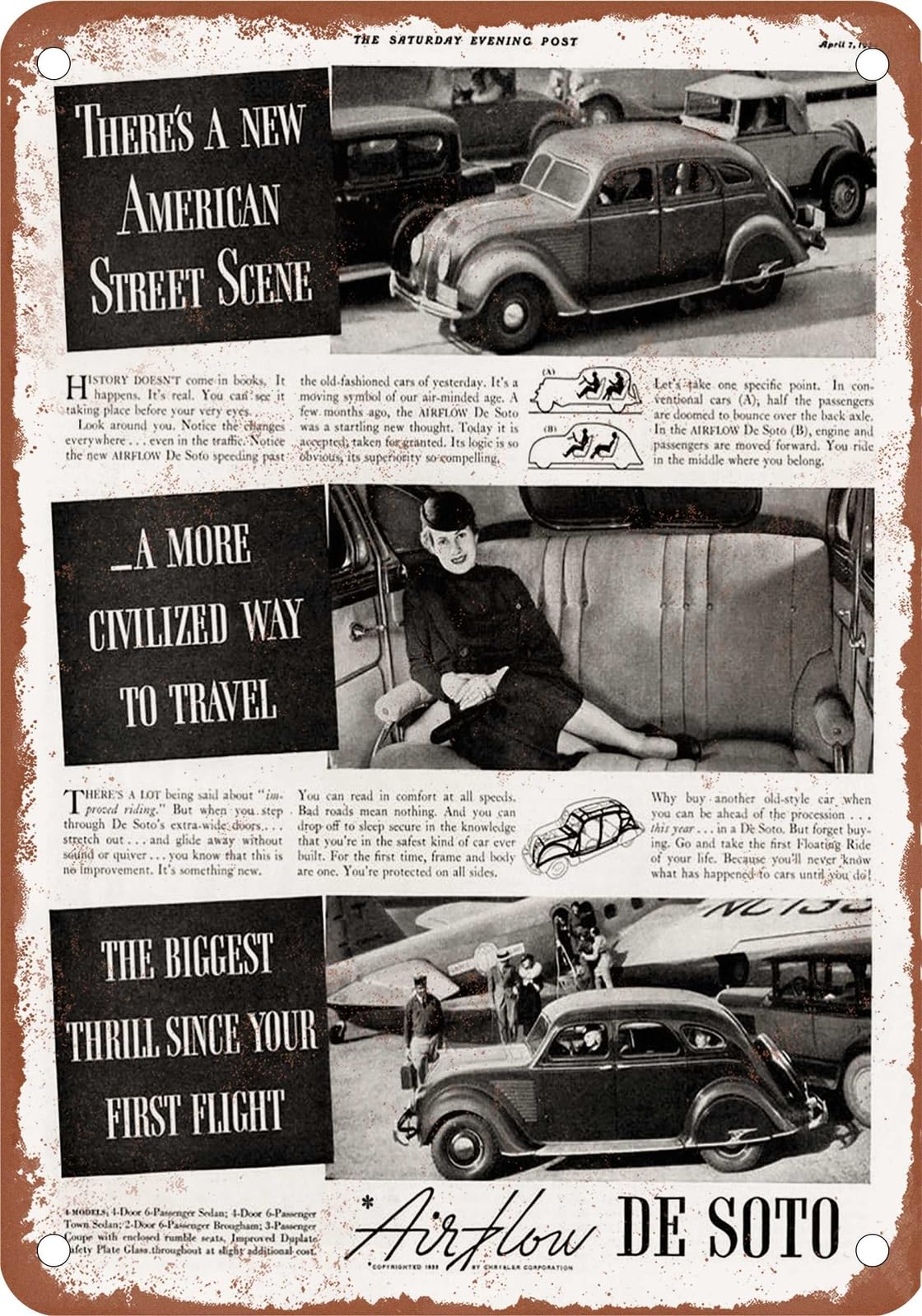 METAL SIGN - 1934 DeSoto Vintage Ad 11 - Old Retro Rusty Look home decor
