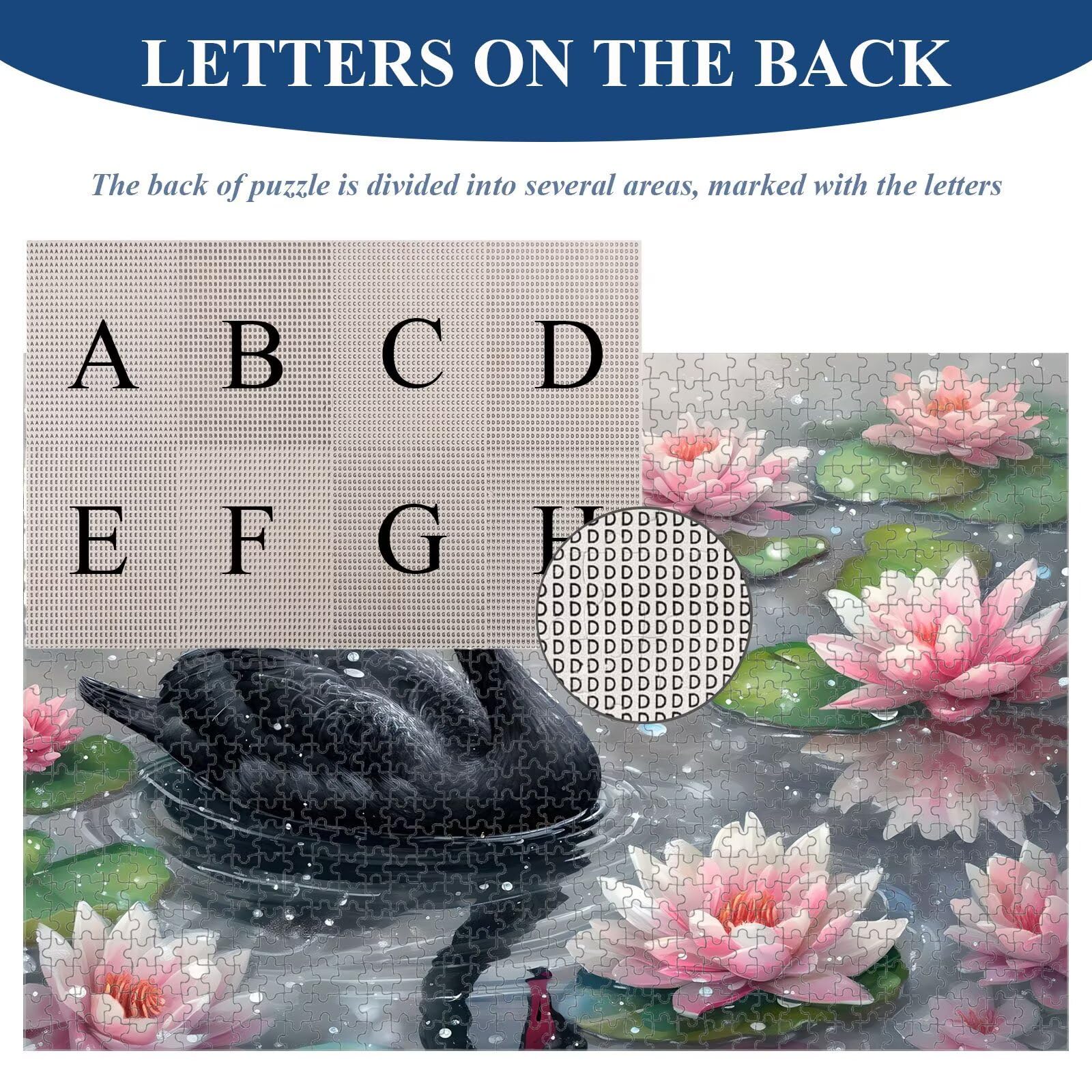 1000 elementów, puzzle dla dorosłych, Łabędź i Lotus 1T#1024 | Drewniana konstrukcja, precyzyjne cięcie, jasne kolory, statyczne hobby, relaks, dekoracja domu, prezent, 50 x 75 cm