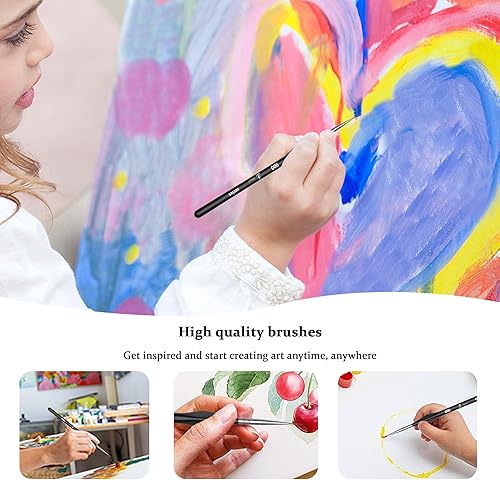 Miniatura 7 de Juego de pinceles de pintura de detalle, 10 piezas, pinceles en miniatura para detalles finos y pintura artística, pinceles pequeños para acrílico,