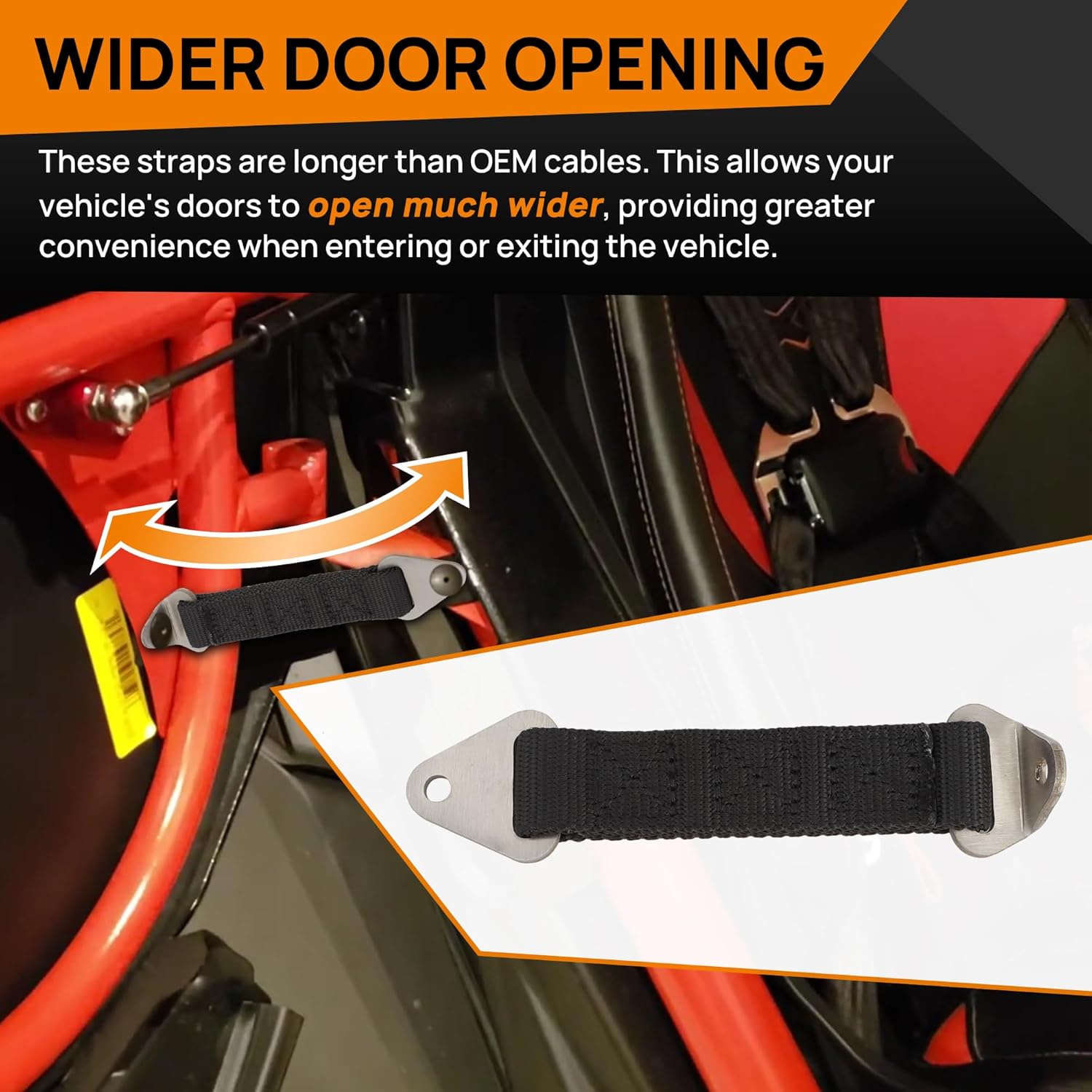 for Can Am 2020 - Present Defender Defender Max Door Limited Straps, Longer Than OEM for Wider Door Opening, Heavy Duty Upgrade Version (2 Pack)