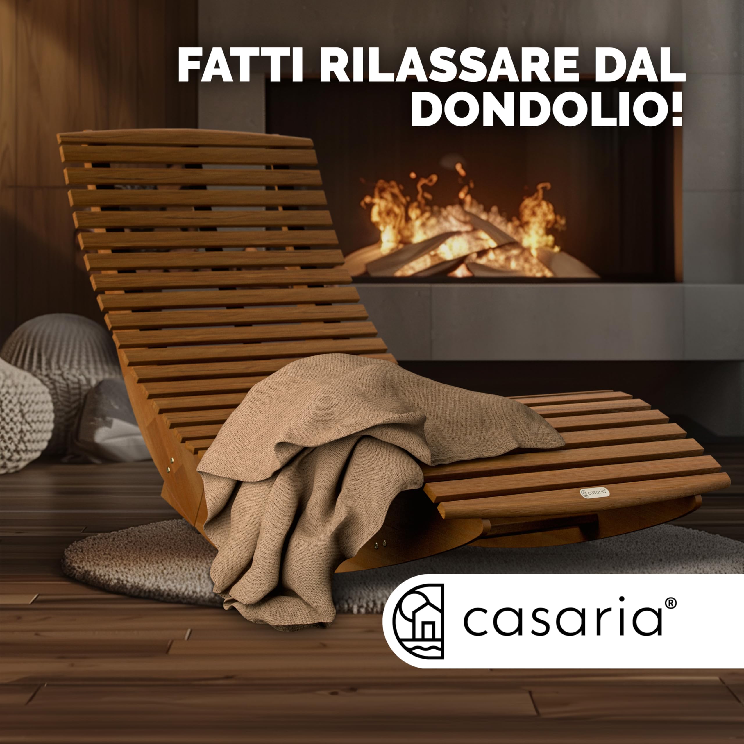 Casaria Sdraio a Dondolo JAVA Pieghevole 155x60x93cm Portata 160 kg Legno Acacia Certificato FSC
