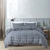 Vista 10 de HSKIKWN Juego de funda de edredón de flor de ciruelo, tamaño King, juego de edredón floral azul de 104 x 90 pulgadas, 3 piezas con 1 funda