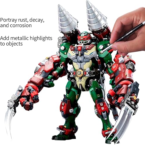 Miniatura 6 de Drybrush Set, 8 PCS Dry Brush Miniature Painting Brushes Includes 5 Drybrush, 2 Detail Fine Tip Brush, 1 Standard Model Brush for Advanced &