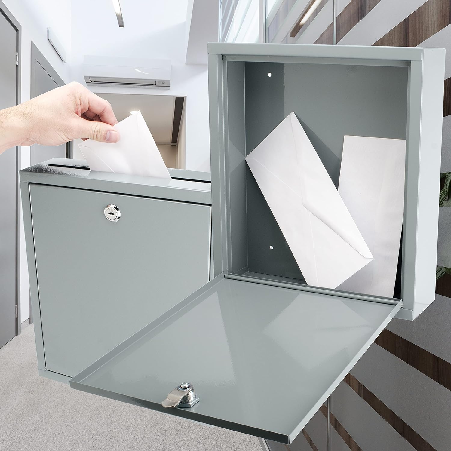 Barska Wall Mount Multi-Purpose Locking Mail Suggestion Drop Box with Key Lock for Home Office Classroom - Dropbox - Mail - Wall Mounted lock box - Metal box with lock - Suggestion Box with Slot