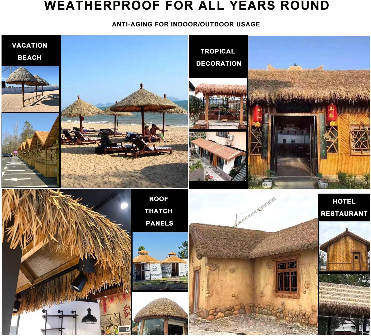 NAKAN Artificial Mexican Tiki Bar Palm Thatch Rolls, 50cm 19.6'' Wide Straw Thatch Roofing for Tiki Bar Huts Patio Umbrella Cover Garden Gazebos Decorati(Size: 0.5x2m/1.6x6.5ft,Color:Natural)