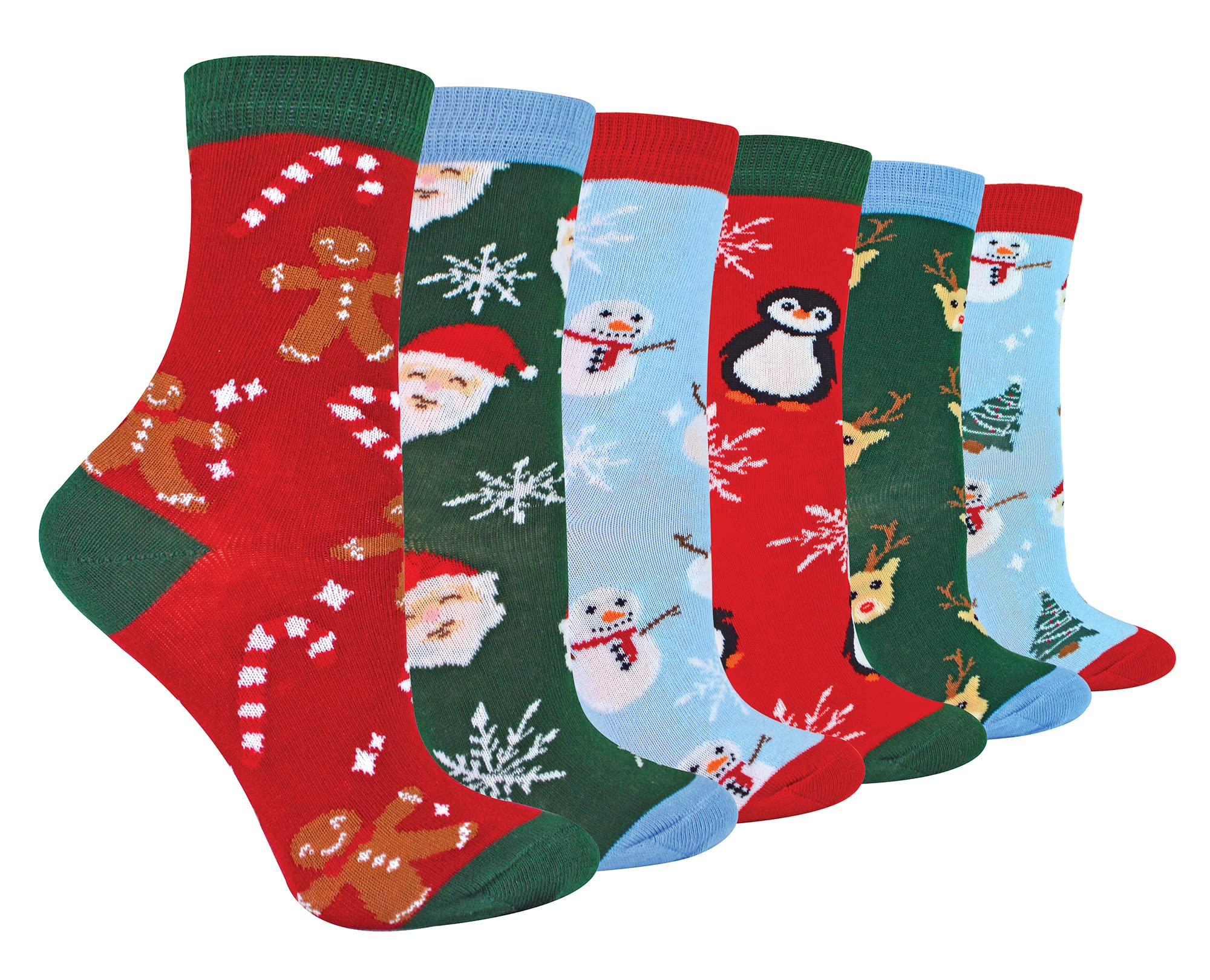 Sock Snob Unisex Kids 6 Pack Kids Novelty Christmas Socks With Fun Patterns