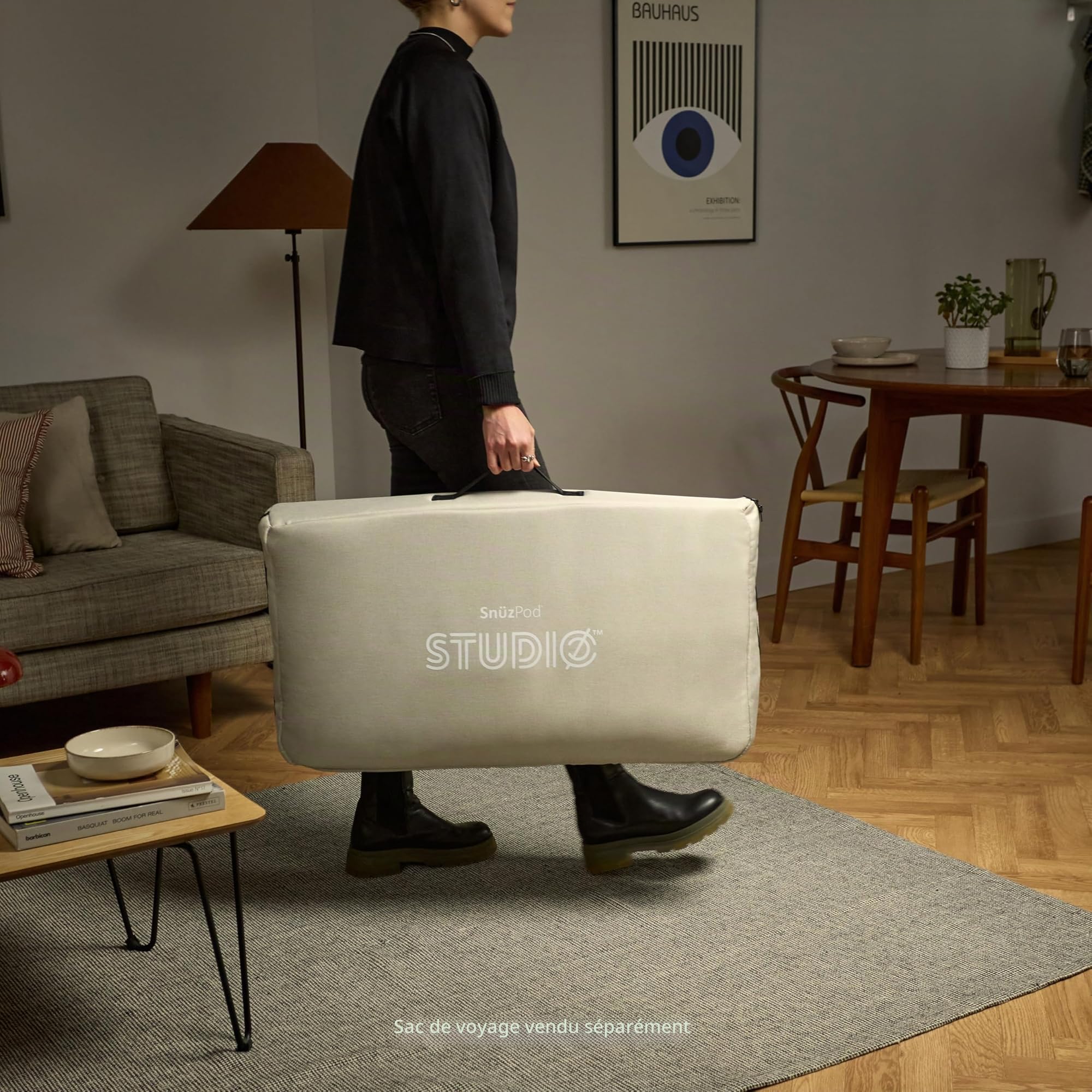 Snuz Pod Studio Next to Me Lit bébé Portable léger avec paroi zippée, Matelas Respirant 3D et 6 hauteurs – Idéal pour la Maison et Les Voyages – Lit à roulettes Paris