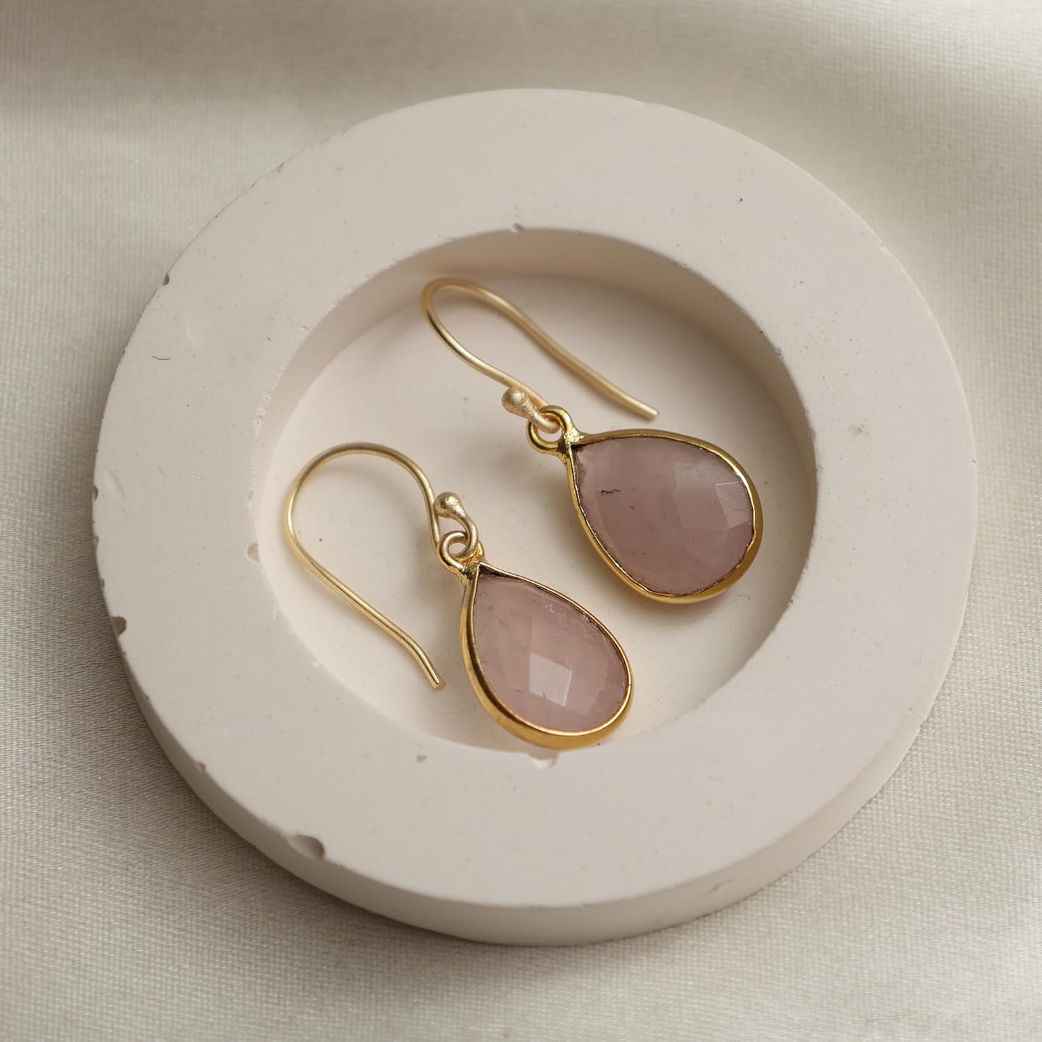 Gempires Teardrop Crystal Earring, Pear Shape Dangle Drop Earrings, Natural Gemstone Earring, Minimal, Everyday Wear, Hypoallergenic 14k Gold Plated, Gift for Mom Wife friend - Image 3