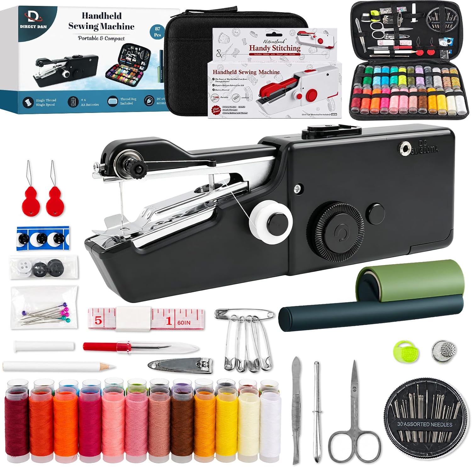 Handheld Sewing Machine with Complete Hand Sewing Machine Kit & Case