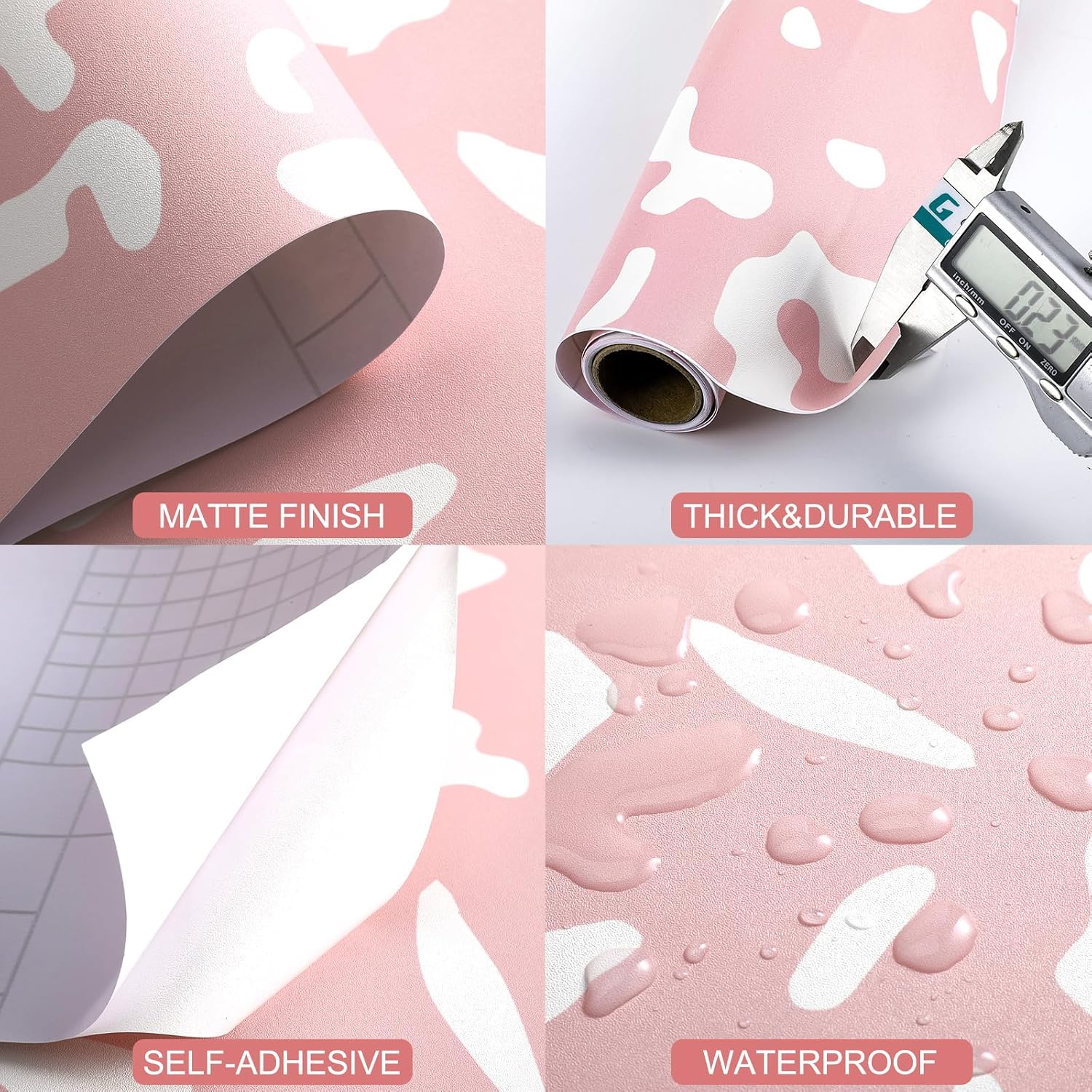 Drydiet Composition Notebook Bulletin Board Roll 1. 4 x 10 Ft/ 17 x 120 Inches, Peel and Stick Classroom Decor, Back to School Pink and White Bulletin Board Paper Background Waterproof