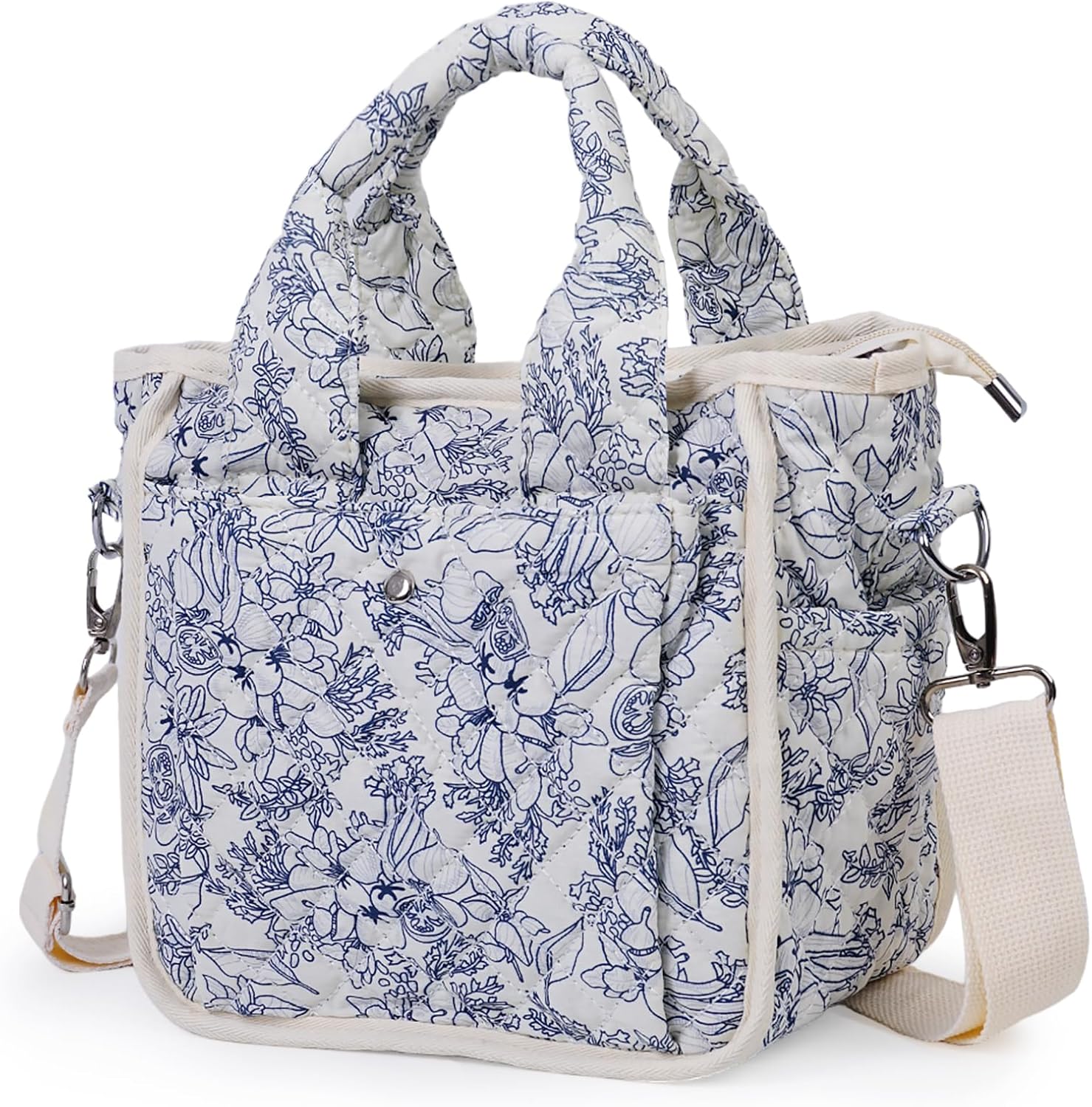 Small Floral Quilted Tote Bag for Women, Cute Crossbody Shoulder Purse with Pockets, Everyday Handbags Small Floral Quilted Tote Bag for Women, Cute Crossbody Shoulder Purse with Pockets, Everyday Handbags