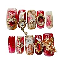 Vista 1 de Boudoir red angel! press on nails, False nail, fake nails, handmade, nail art design by make.a.nail.make.a.wish