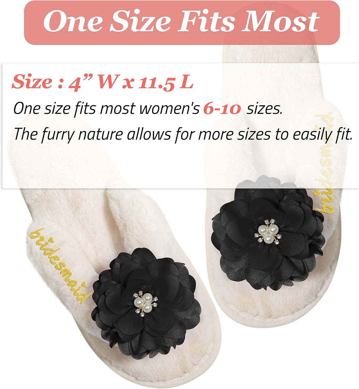 Women’s Bridesmaid Slippers Bride Slippers for Wedding Day Bride Gifts for her Engagement Gifts for Women Wedding Slippers Bridal Shower Gifts for Bride to Be Gifts for Her - Image 3