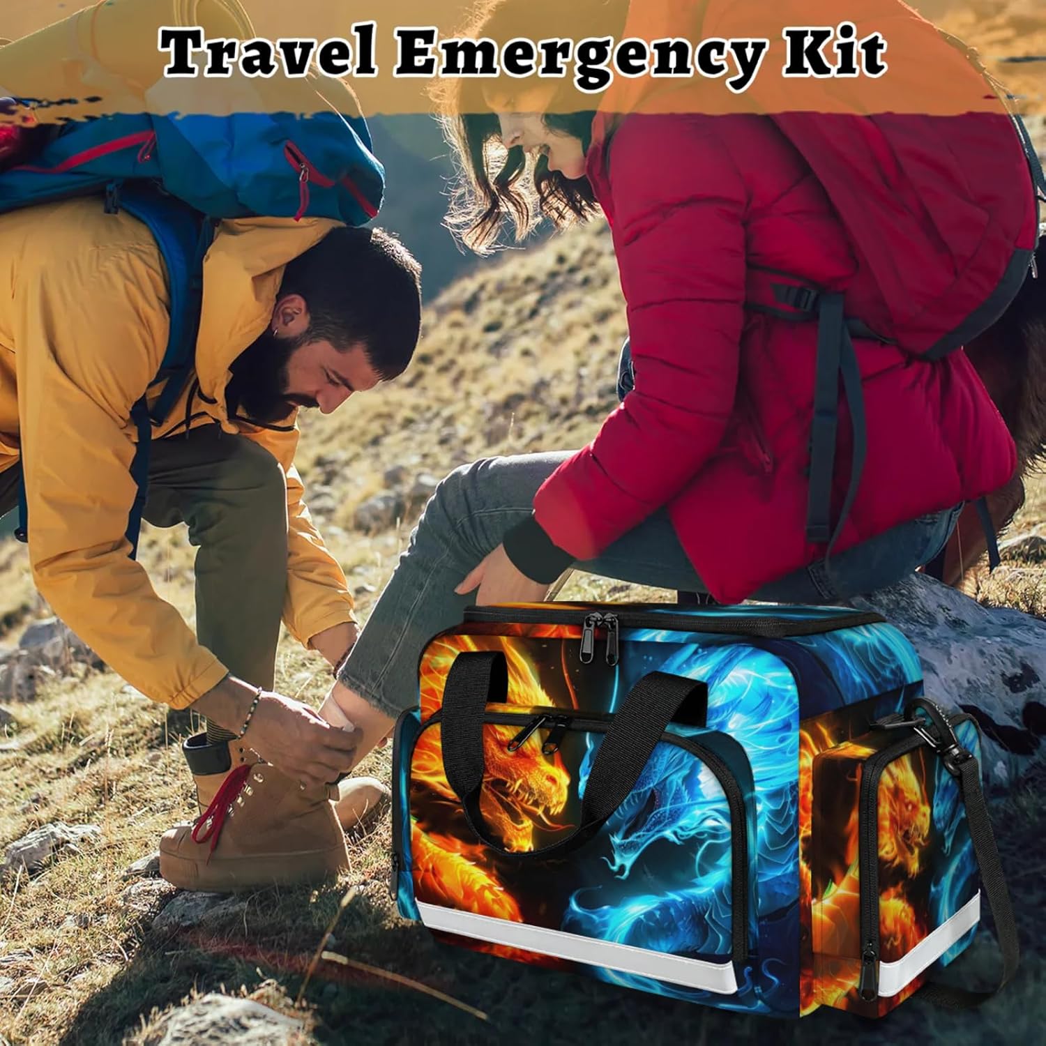 First Aid Bags Empty, Mythical Dragon Emergency Bag First Aid Kit Multiple Compartment Kit Carrier On Call Trauma Bag for Paramedics Emergency Medical Supplies Kit