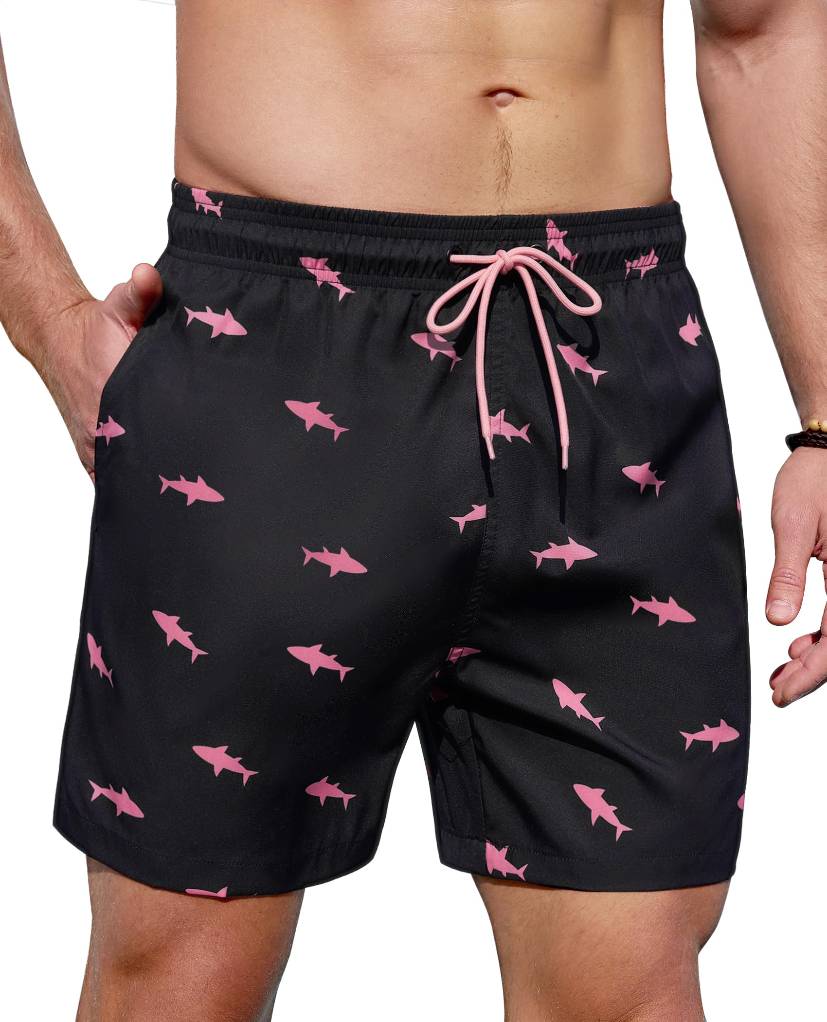 Gleeease Mens Swim Trunks 5 Inch with Mesh Lining Quick Dry Stretch Bathing Suits for Men Board Shorts Men's Swimwear