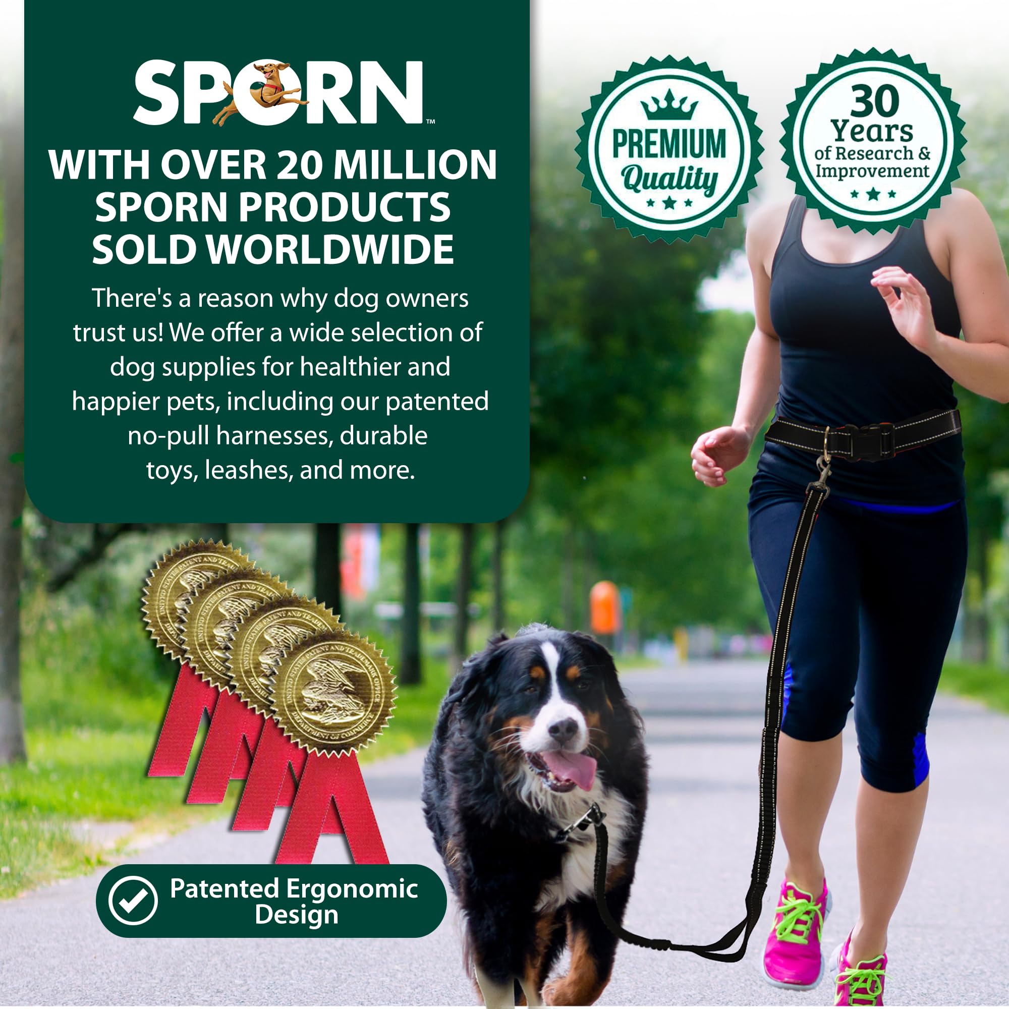 Sporn Run-Together, cintura da jogging e guinzaglio da corsa per cani, guinzaglio per cani a mani libere, guinzaglio in nylon per migliorare lo stile e il fitness che non hai mai visto prima, nero