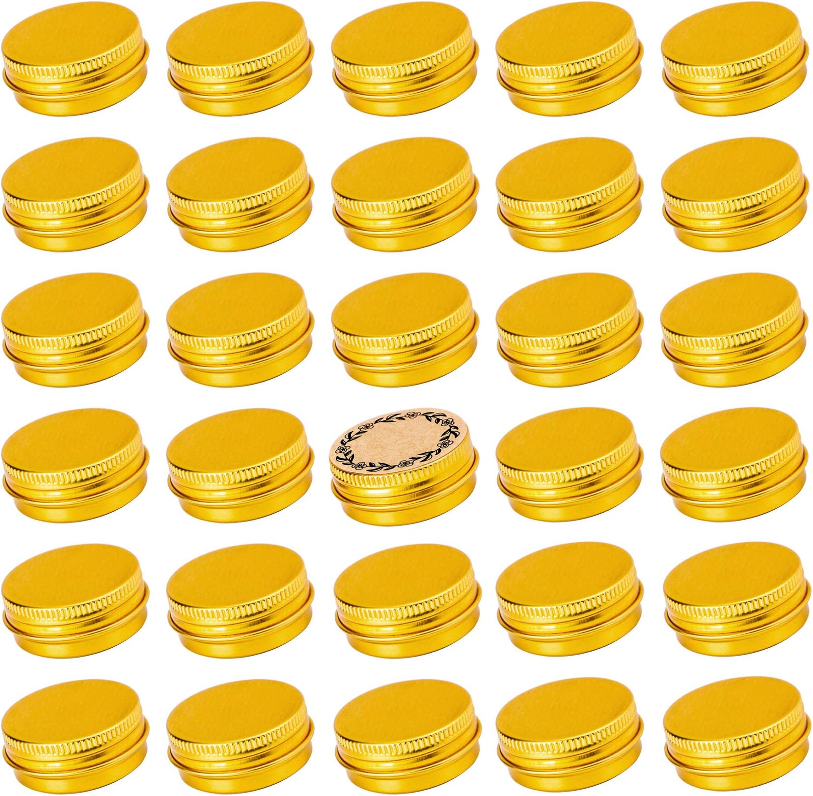 Art Secret Screw Top Gold Aluminum Tin Jar with Screw Lid and Blank Labels - 31pcs, 0.5oz