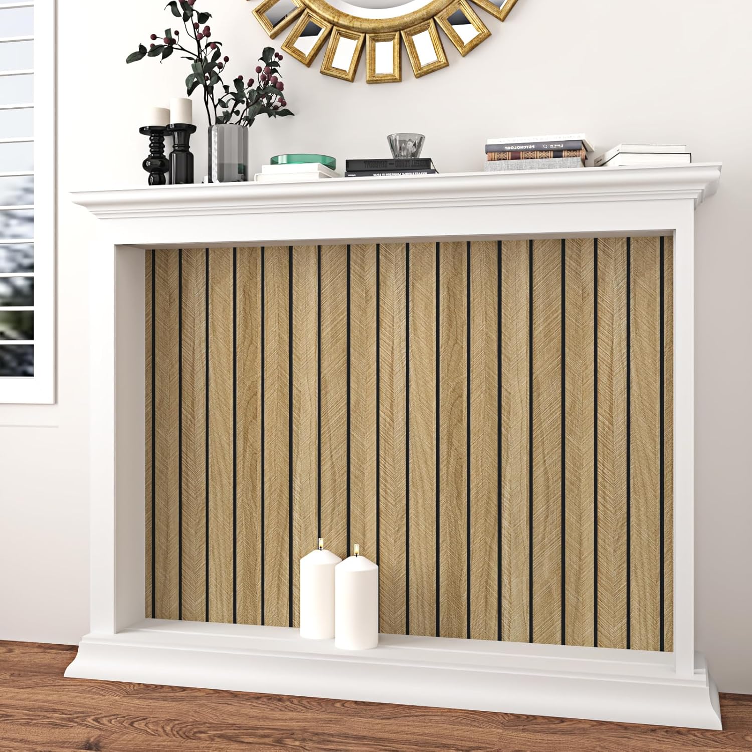 Wallercity Thick Brown Slats Wood Grain Wall Panels 11.7''x118'' Peel and Stick Sound Absorption 3D Wood Panels Vinyl Self Adhesive Waterproof Flexible Wooden Fence for Bedroom Living Room Wall Decor