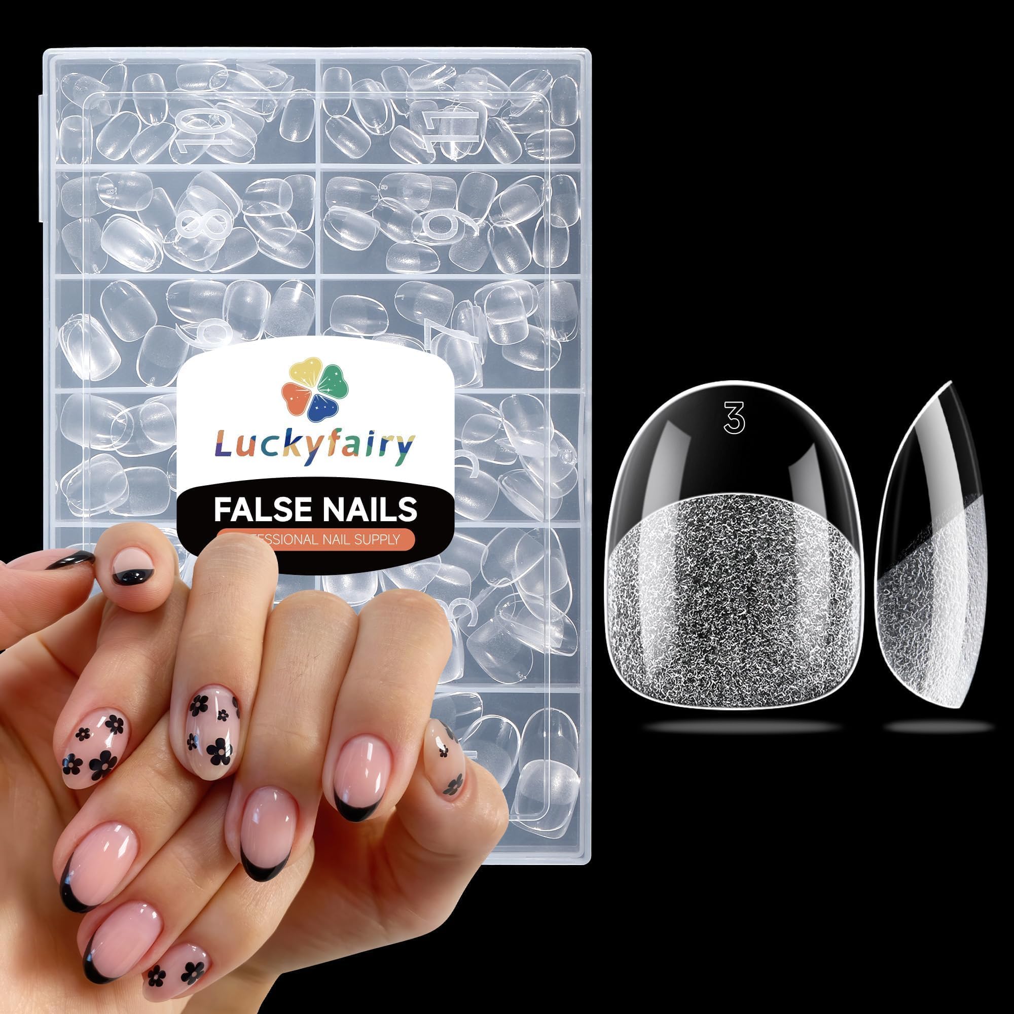 Photo 1 of Extra Short Oval Round Nail Tips: 240Pcs Tri-Layer Core Soft Gel Nail Tips, Pre-shaped Short Oval Press On Nails, 12 Sizes Half Matte Full Cover Clear Short Nails for Extension Art DIY Salon