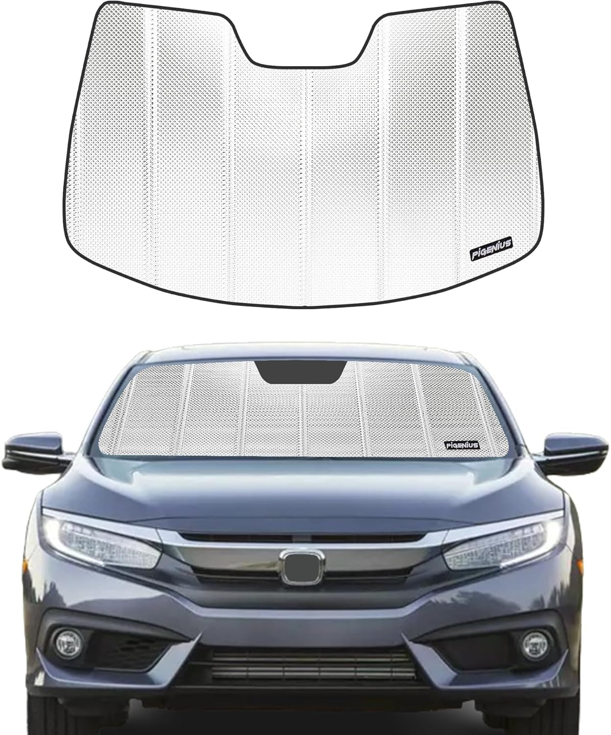 Windshield Sun Shade for Honda Civic 2016-2018. Reflective Aluminum Film Front Window Sunshade - BLAZBLOCK