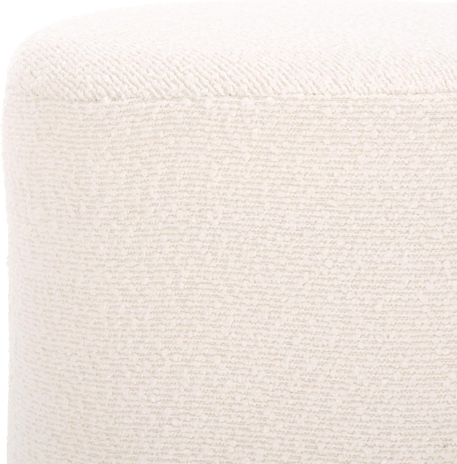 SAFAVIEH Couture Collection Jessa Ivory/Brass Boucle Round Ottoman (Fully Assembled)