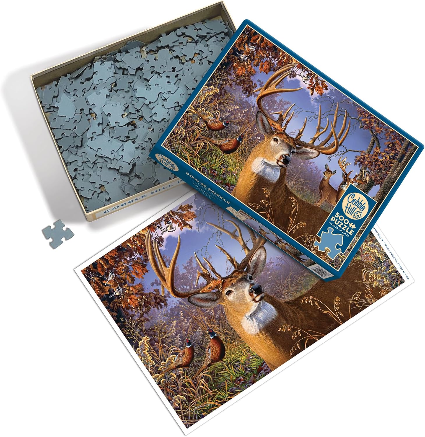 Cobble Hill 500 Piece Puzzle - Deer and Pheasant - Sample Poster Included