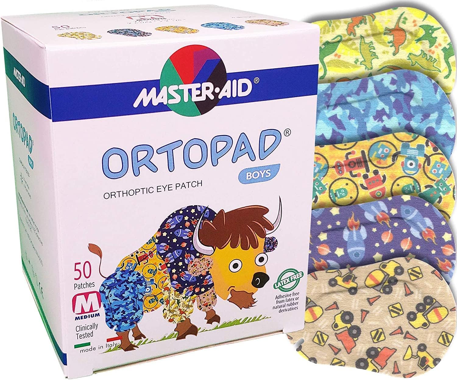 Ortopad® Bamboo Boys Eye Patches, 50/box (Medium Size, 2-4 yrs) Blue Camo Pack