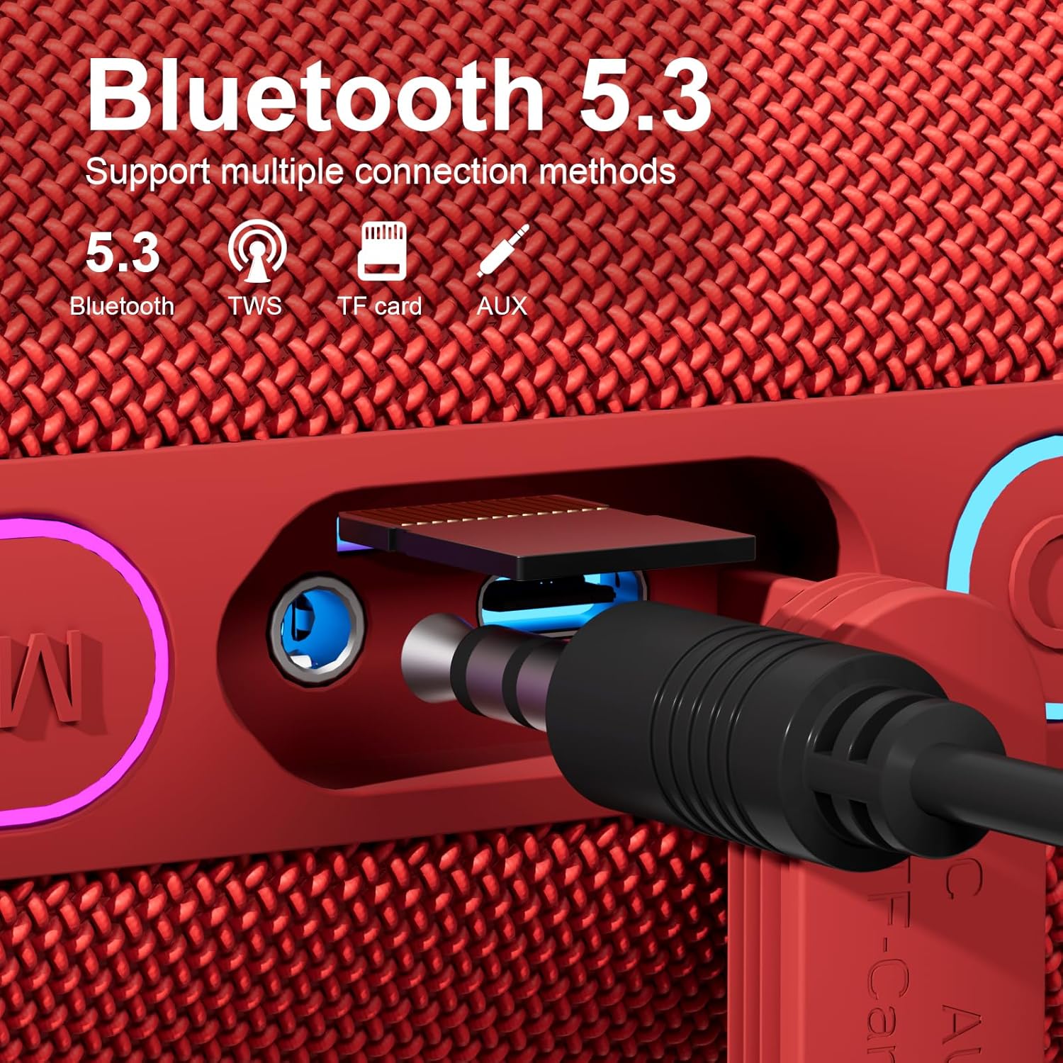 Waterproof Bluetooth Speaker, Wireless Shower Speaker with 24W Loud Stereo Sound and Bluetooth 5.3, Enhanced Bass, TWS Pairing, IPX7 Waterproof, 12 Hours of Playtime for Home/Outdoor (Red) - Image 4