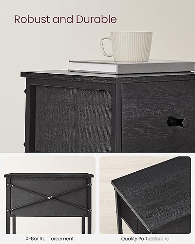 Miniatura 7 de VASAGLE Mesitas de noche, juego de 2, mesa auxiliar con cajón de tela, mesa auxiliar de 24 pulgadas de alto con estante de almacenamiento,