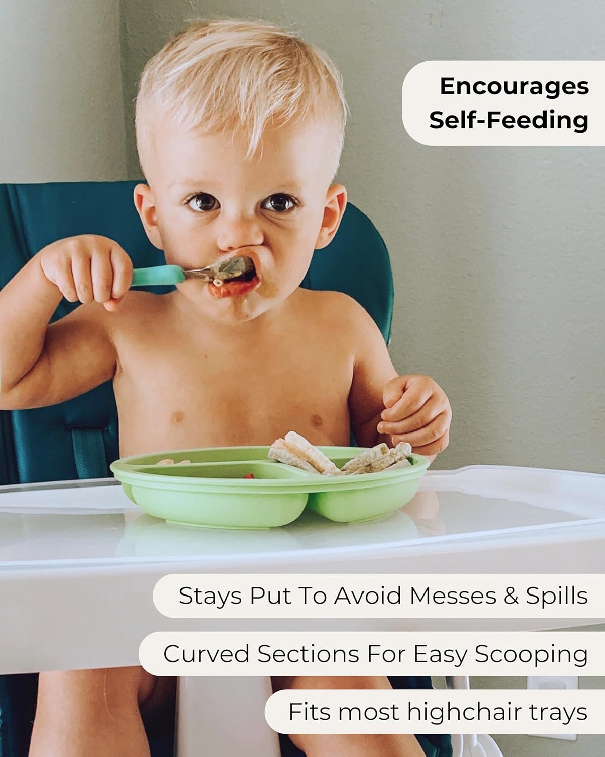 Hippypotamus Toddler Plates with Suction - 100% Food-Grade Silicone Baby Plates with Lids - Microwave & Dishwasher Safe - BPA Free - Set of 3 (Pink/Mint/Lavender with LIDS) - Image 5