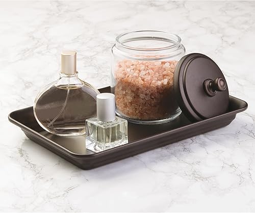 Miniatura 2 de iDesign Organizador decorativo de bandeja de tocador para encimera de baño, dormitorio, armario, entrada, juego de 2, 9.7 x 6.3 x 1 pulgada, bronce