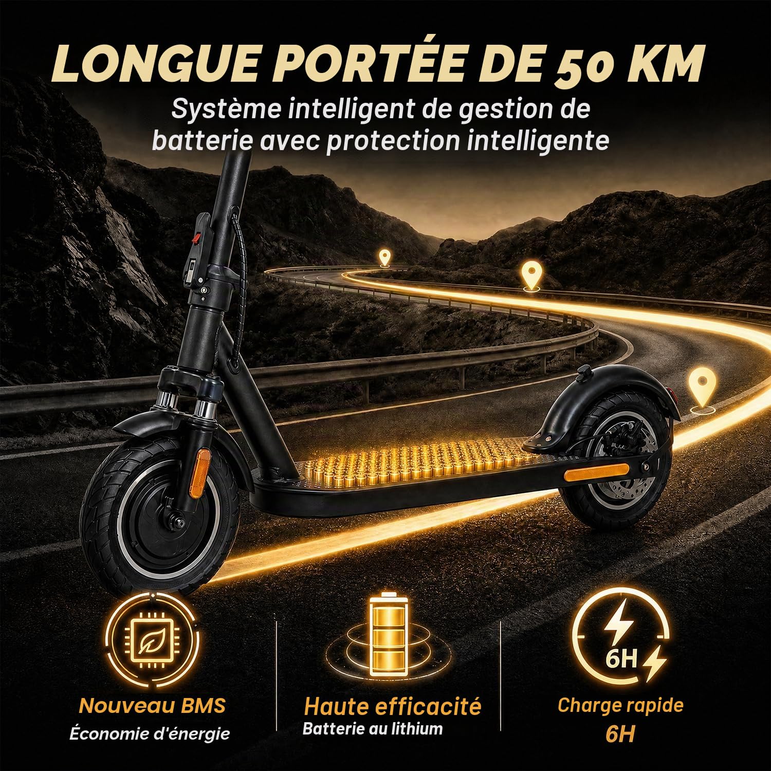Trottinette Électriques,Moteur 1500W Puissante Sportive Professionnelle,10" Pneu Anti-crevaison, Batterie 13AH,autonomie de 25 à 35 km,Maximum 25km/h, Double Frein,Double Amortisseur,Charge Max 120kg