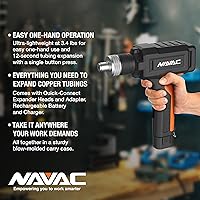 Vista 6 de NAVAC NTE11L Power Tubing Expander - Soft or Annealed Copper Swaging Tool - Battery-Operated - One-Button Operation - Quick Connect Expander Heads