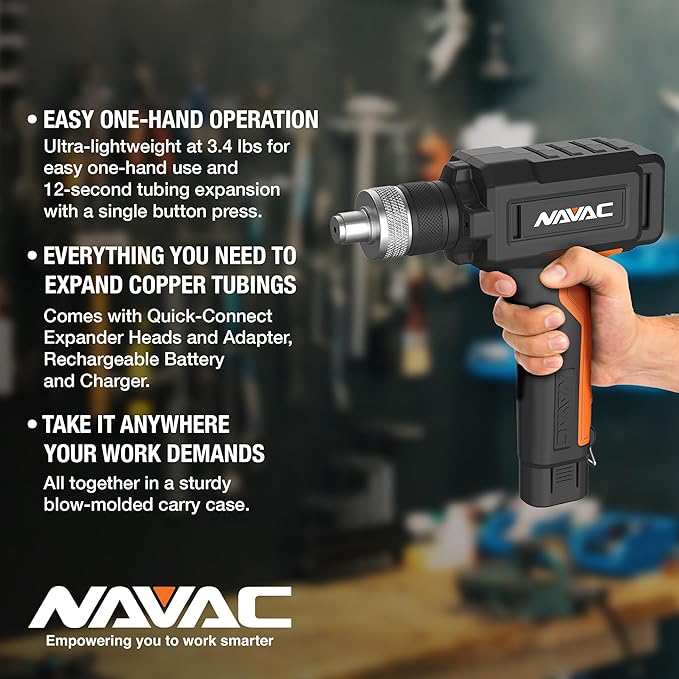 NAVAC NTE11L Expansor de Tubos de Cobre a Batería - 7.4V - Cabezales Rápidos miniatura 7